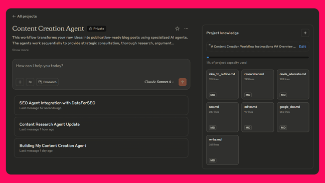 Seer Content Creation Agent in Claude